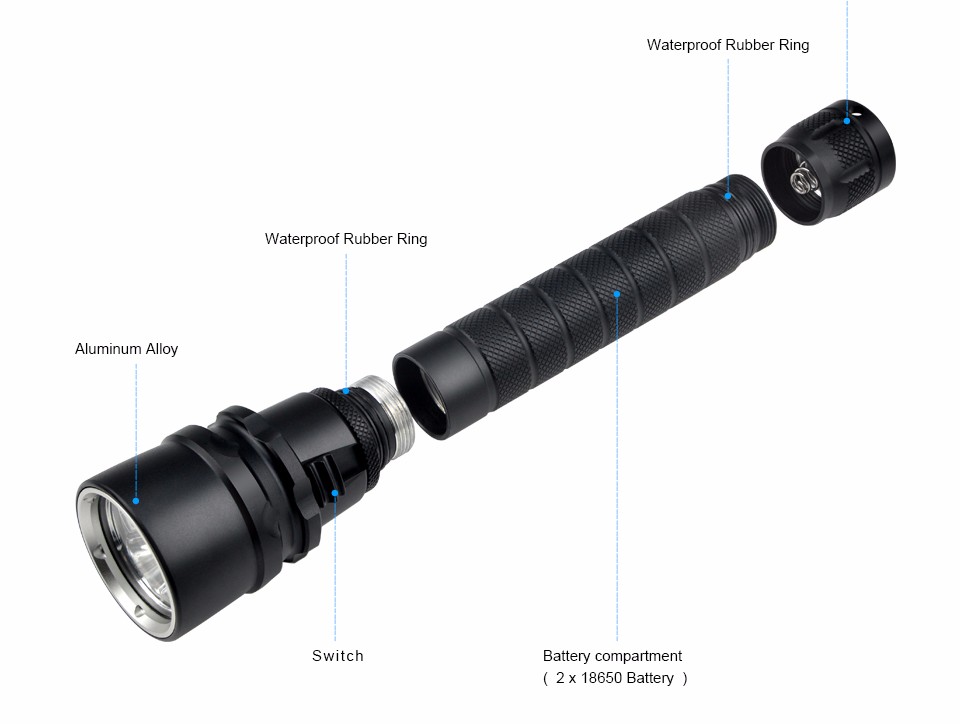 IP68 Super Bright 100M Underwater XM L L2 LED Diving Flashlight Torch Waterproof LED Lantern Led Flashlight Hunting light