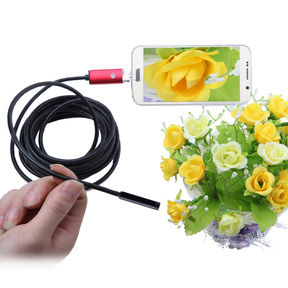 KKMOON 2 in 1 Mini micoscope USB Endoscope 5.5mm 5m Magnifier Borescope Inspection Camera for Android Phones PC