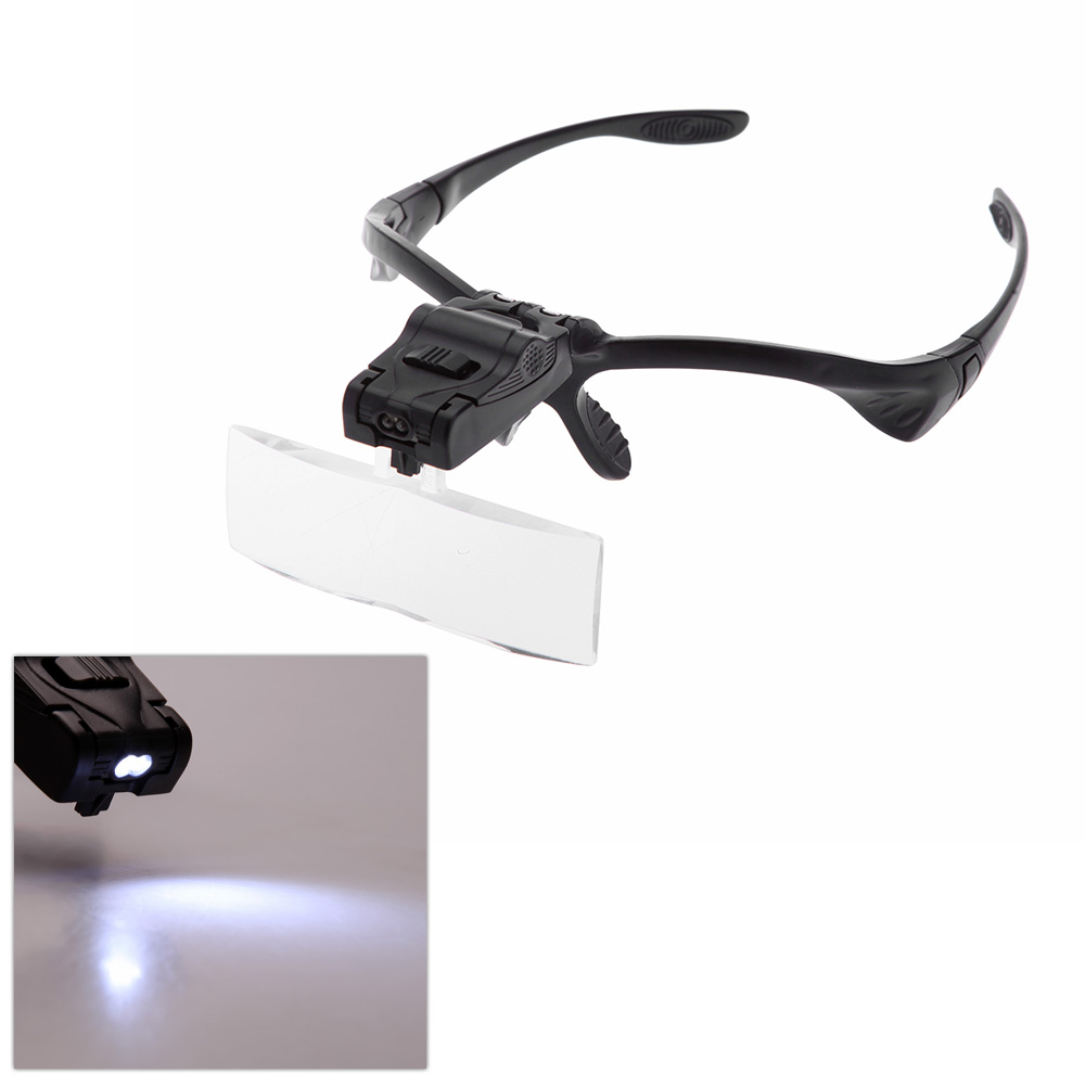 5 Lens 1.0X 3.5X Bracket Headband Magnifier Loupe Magnifying Glasses with 2 LED Lights Lamp Eye Magnification Goggles Tool lupa