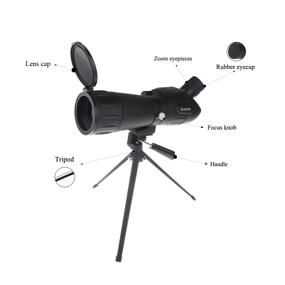 2016 HD Monocular Telescope Spotting Scope Shooting Monocular Birdwatching With A Telescope Tripod 20 60X60 Zoom Adjustable