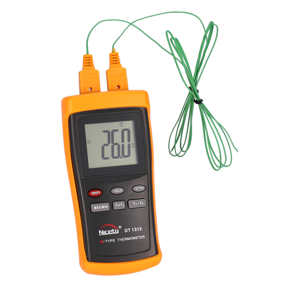 Nicety DT1312 Handheld Digital 2 Channel Thermometer Temperature Meter K Type Thermocouple Sensor 200~1370 C thermal regulator