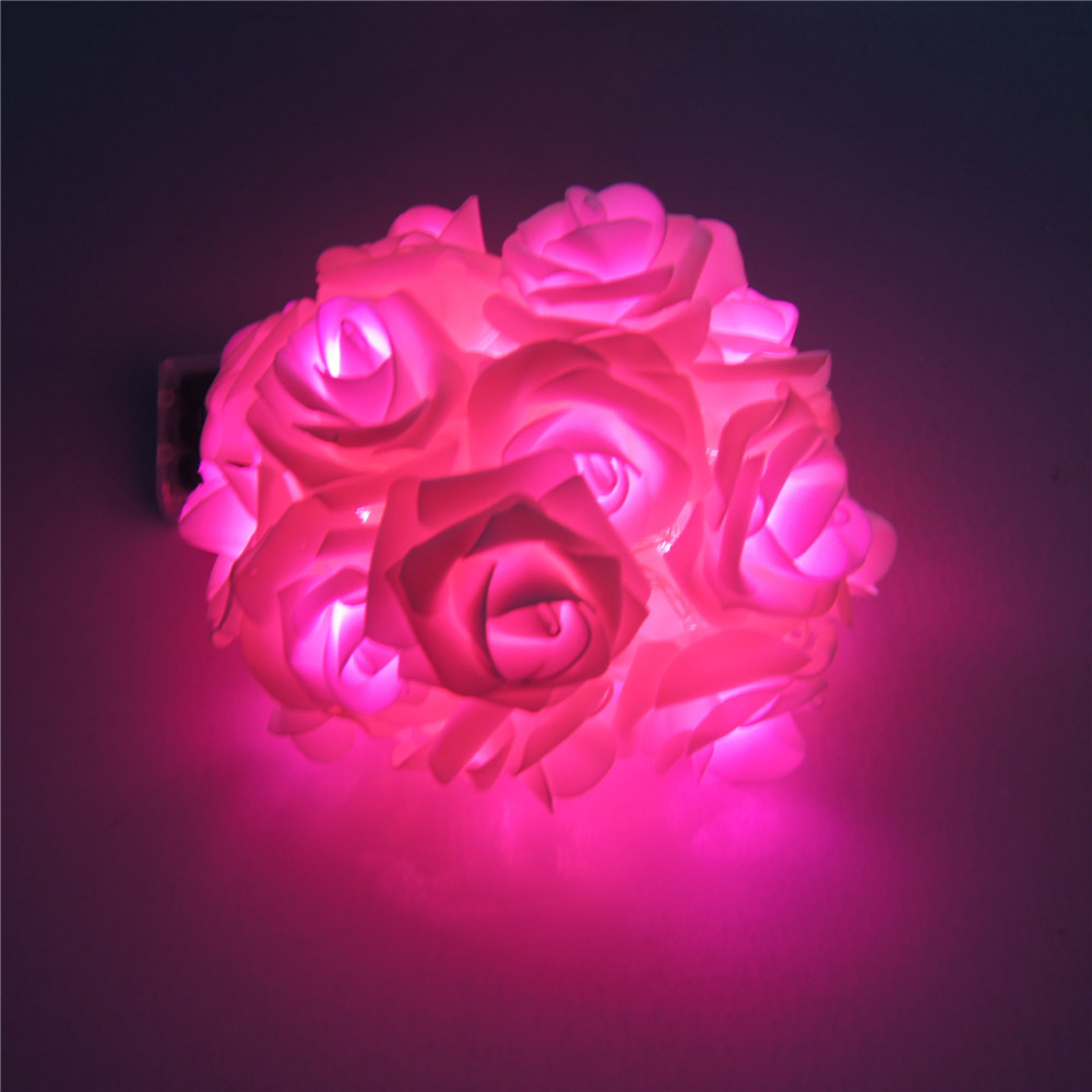 8 Color Night Light 20 x LED Novelty Rose Flower Fairy String Lights Wedding Garden Party Christmas Decoration Nighlight