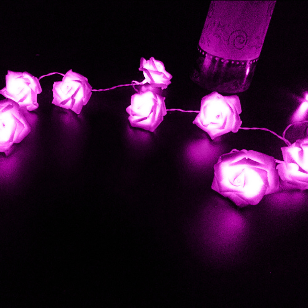 Battery Powered Holiday Lighting 20 x LED Novelty Rose Flower Fairy String Lights Wedding Garden Party Christmas Decoration