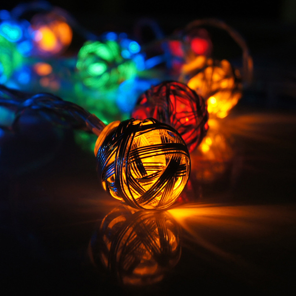 Euro Style 20 RGB Multicolor Silver Handmade Led Ball String Lights Fairy wedding XMAS Patio Deco Lamp