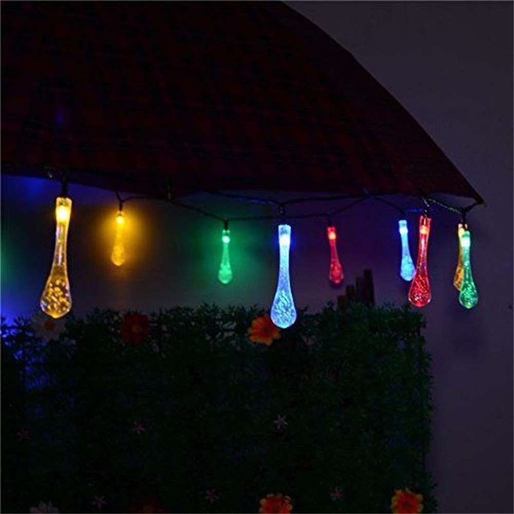 Waterproof 20 LEDs 5M 16ft Drop LED String Light Outdoor Solar Garden Lamp with 4 Color For Christmas Wedding Party Decoration