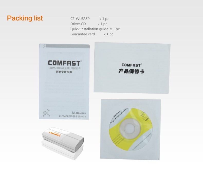 300Mbps 802.11n g b COMFAST CF WU835P 2T2R mini usb wifi adapter with WPS one key encryption