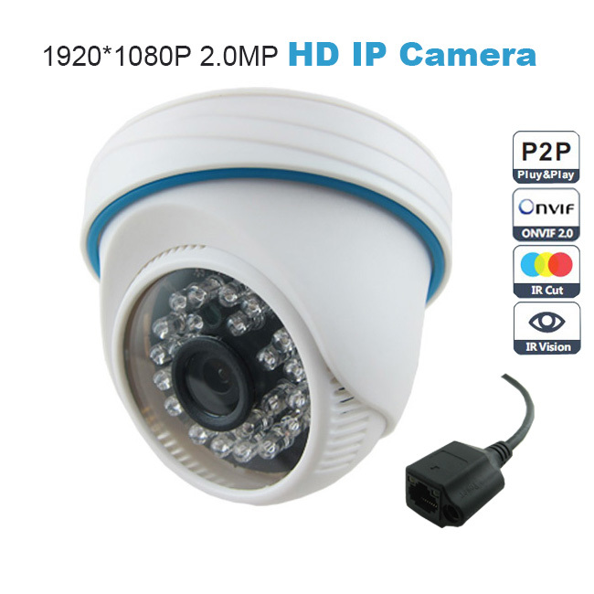 Onvif 1920x1080P HD 1.0MP Mini Dome IP Camera IR Night Vision P2P Plug Play CCTV Security Camara Free Phone view Free shipping