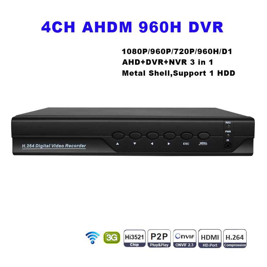Star 4 channel DVR Video Recorder 4ch Hybird AHD DVR 960H Mini CCTV DVR NVR HVR 3 in One P2P Cloud Onvif Support 3G Wifi Hot