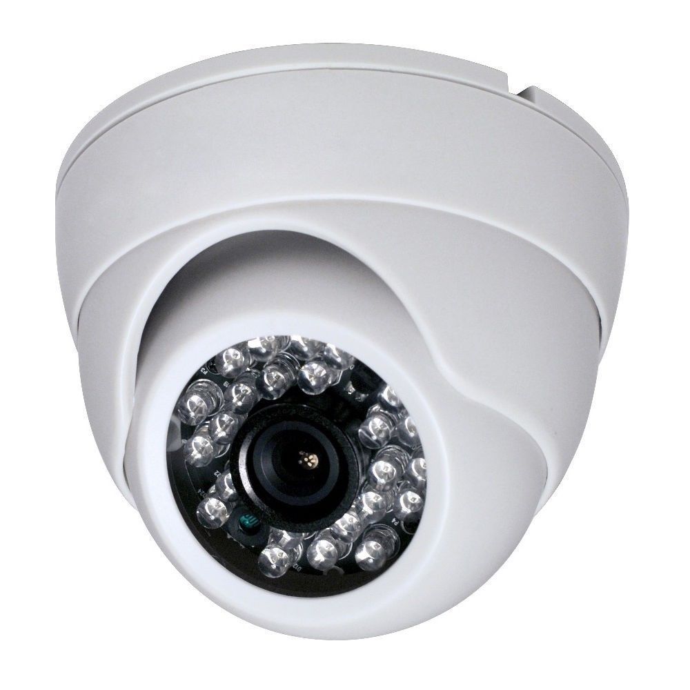 White 1/3 inch CMOS 700TVL 24 LED IR Cut Security Indoor Dome CCTV ...