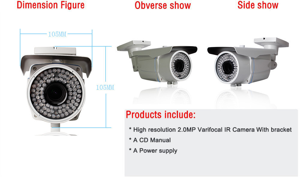Anran Security Manual zoom 2.8mm-12mm 2.0Megapixel FHD 1080P 25Fps IP