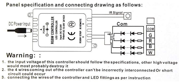 RGBW Controller 40 Keys IR Remote DC12 24V Input For SMD 5050 LED Strip Lights CR03