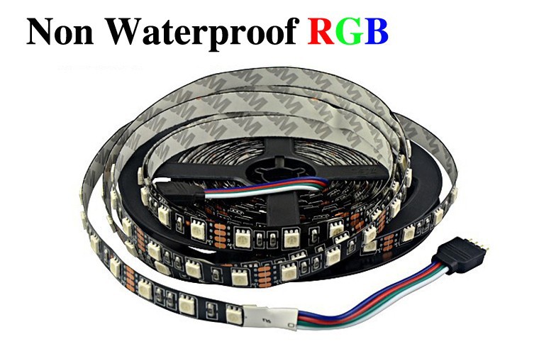 Black PCB 5050 LED Strip RGB White DC 12V Black PCB Board 5M 60led m 300 Leds SMD IP65 Waterproof Flexible Light Strips LS12