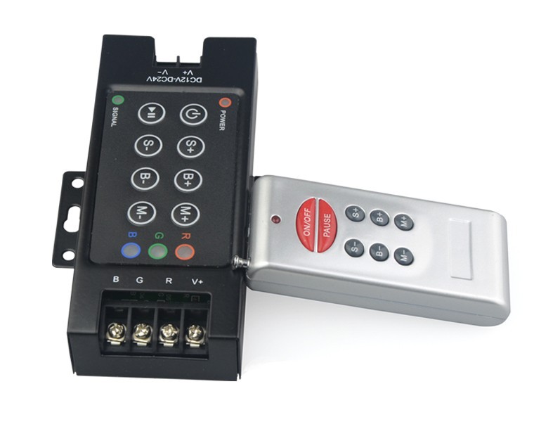 LED RGB Controller DC 12 24V 3 Channel 360W 8 Keys RF Remote Dimmer For 5050 3528 rgb led Strip CR02