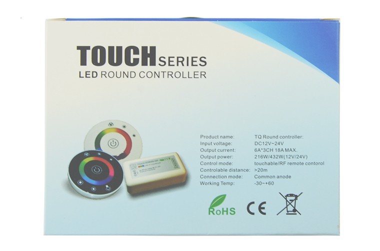 LED Touch Round RGB Controller DC12V DC24V 18A 432W 7 Keys RF Remote Dimmer For Flexible Strip Light CR12
