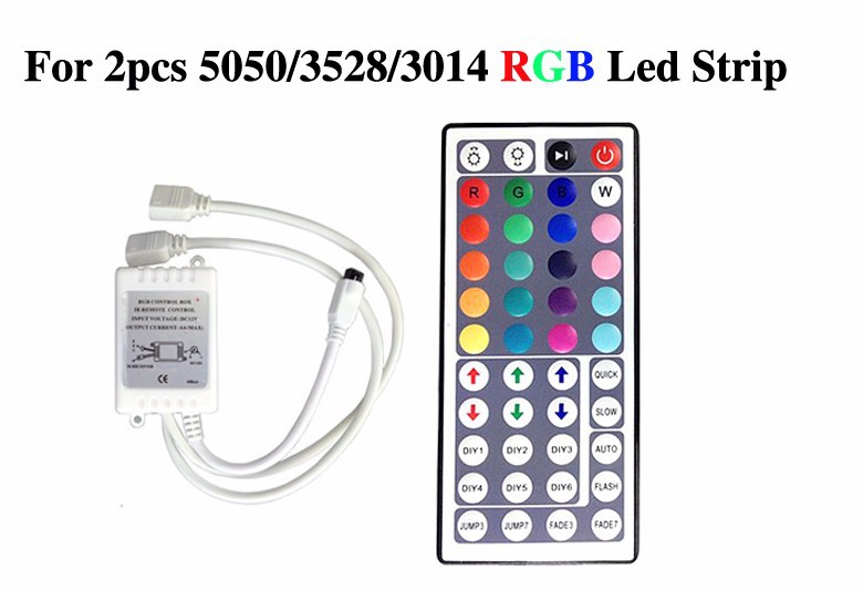 44 Keys RGB Wireless Remote DC 12V 1 Controler For 2pcs 5050 3528 3014 RGB Led SMD Strip Light Flexible Strips CR16