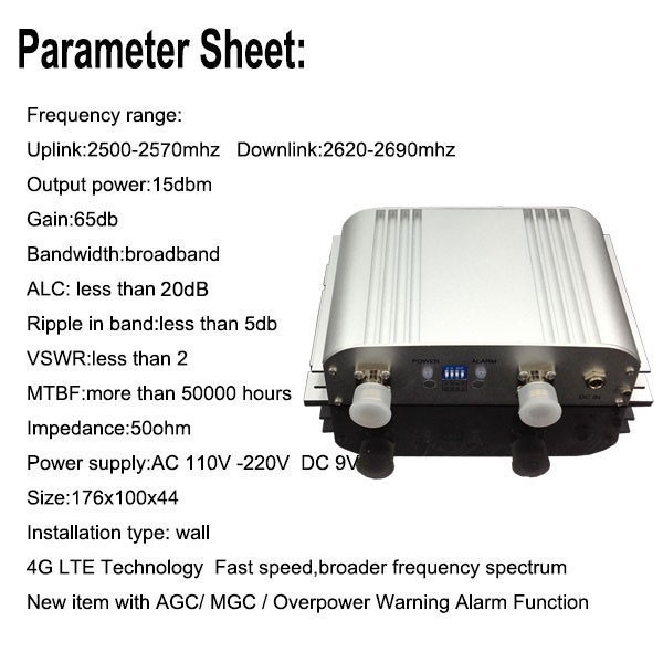 Lintratek 2600MHz 4G LTE Signal Amplifier 70db 4G Signal Repeater Big Coverage Signal Booster With ALC MGC AGC