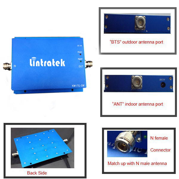 Lintratek GSM 2G 3G Repeater Dual Band GSM 900MHz W CDMA 2100Mhz UMTS 60db Cell Phone Signal Booster Whole Sets