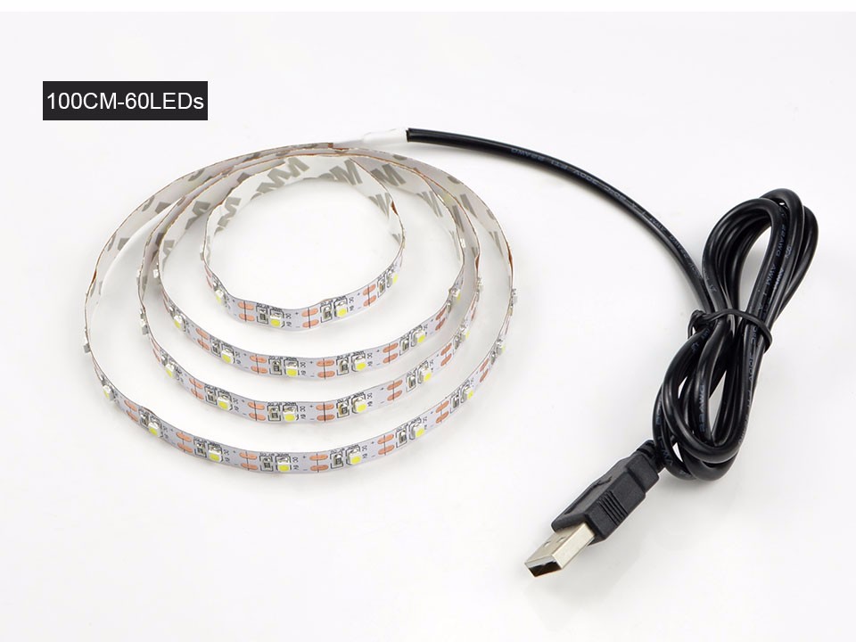 IP20 USB power supply USB LED strip light 3528 5050 SMD 5V 1M 2M 3M 4M 5M USB cable charger LED lamp For TV Background Lighting