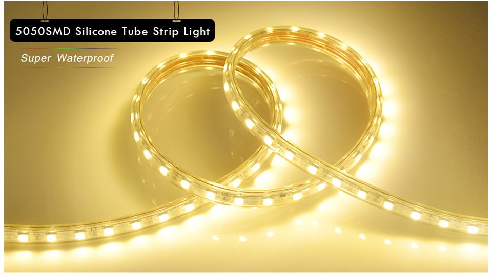 Christmas Holiday Wedding Party Decoration Festi LED Silicone Tube Strip light 5050 SMD EU Power Plug String Lights Lamps