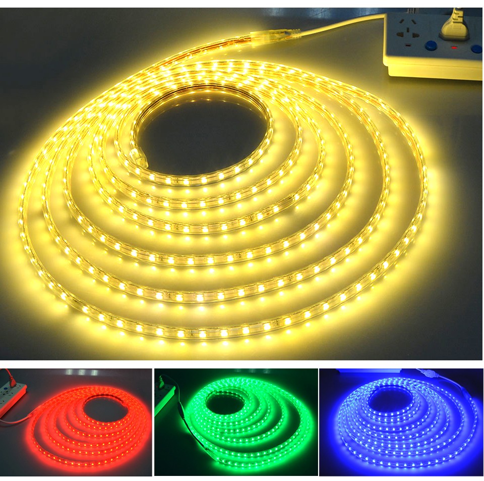 Ac220v Ip65 Waterproof Smd 5050 60ledsm Led Tape Flexible Led Strip Light Lamp Tape Eu Power 