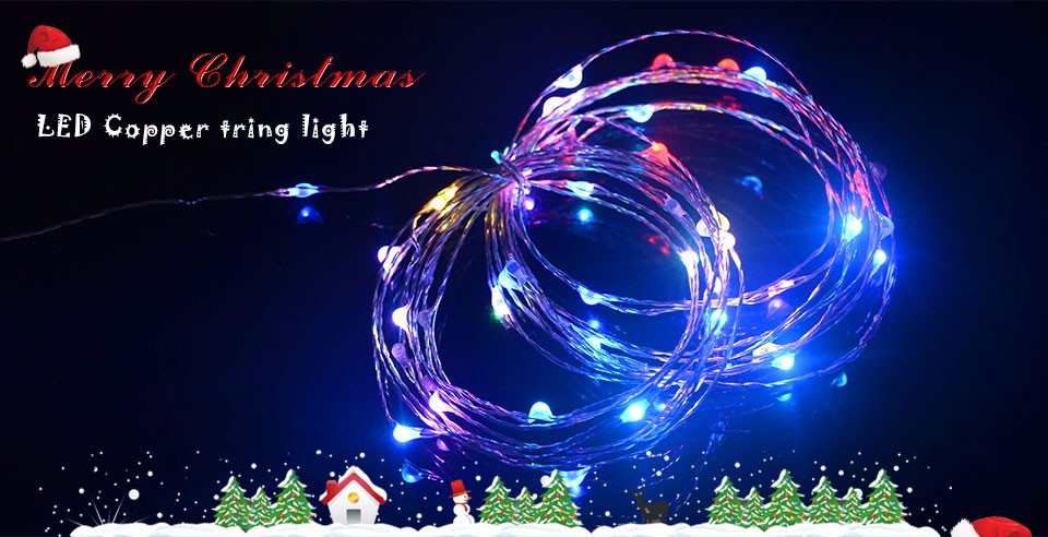 5M 50LED 2M 20LEDs LED Strip lighting LED Copper Wire String lights Battery Powered For Fairy Christmas Tree Holiday Party Decor