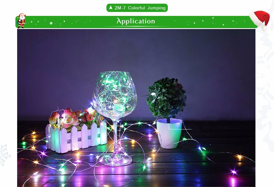 2m 5m LED strip light 3pcs AA Battery Powered RGB Copper Wire Holiday String lighting For Fairy Christmas Trees Party home light
