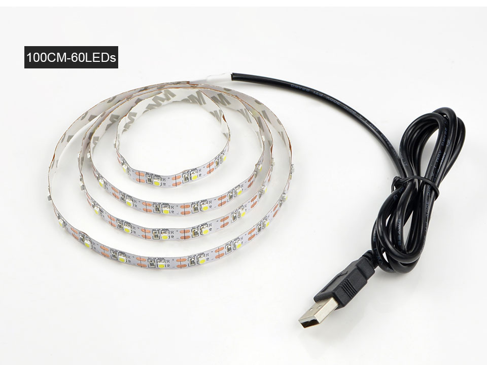 DC 5V USB cable LED strip light Warm white 2835 3528 SMD 1M 2M 3M 4M 5M RGB remote control for PC Desktop Flat Screen HDTV lamp