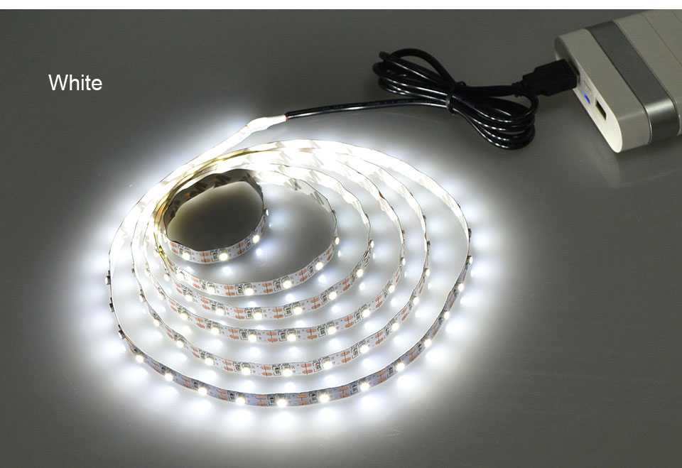 1m 3m 5m IP20 3528 SMD DC 5V USB charger power supply LED strip light RGB remote control USB cable adapter LED lamp Decor light