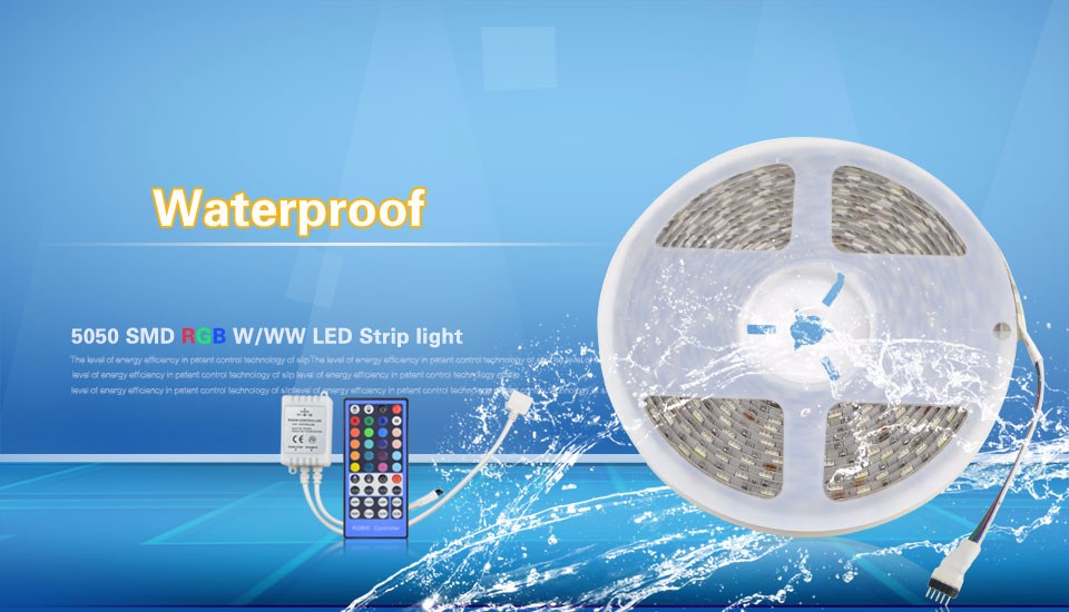 IP20 IP65 Waterproof RGBW RGBWW SMD 5050 5M LED Strip light DC12V Tape 40key Remoter Controller 3A Power Adapter