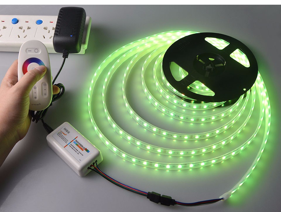 IP67 Waterproof RGB LED Strip Light 5050 SMD LEDs Tape Ribbon RGB 2.4G Touch Controller 3A Power Adapter EU US Plug