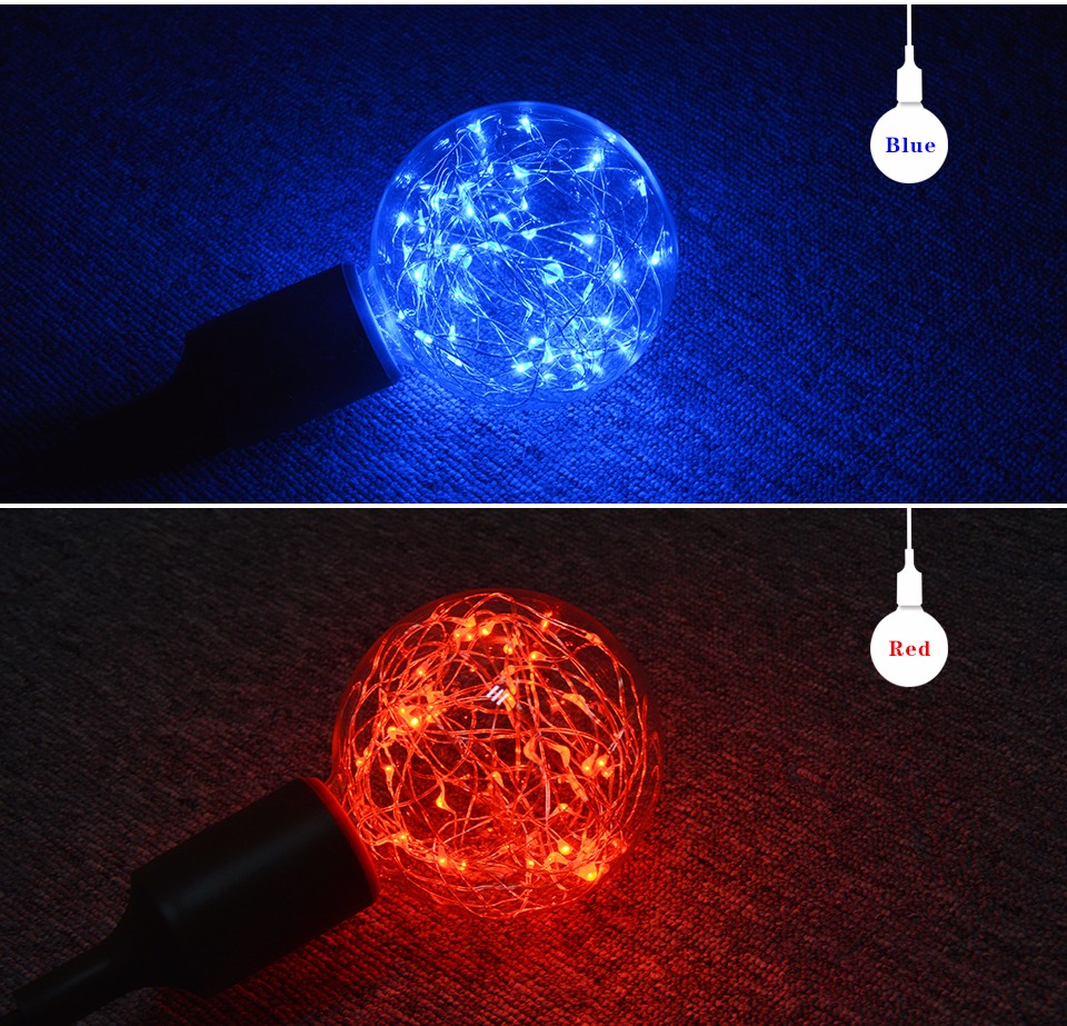 RGB LED Night Light Filament lamp Retro Edison Fairy LED light String Bulb G95 E27 110V 220V For Indoor Christmas Holiday light