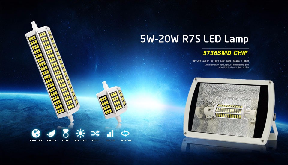 220V SMD 5736 R7S LED Landscape Lighting 5W 10W 13W 20W 78mm 118mm 135mm 189mm LED lawn Bulb For spot light lamp Flood light