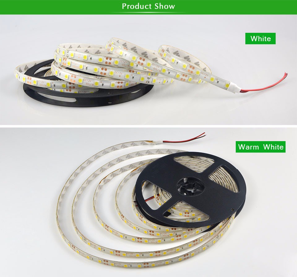 Waterproof 12V 5M Flexible 5050 SMD RGB LED Strip Light 24 Key Remoter Controller 3A Power Adapter Tape lamp Home Decor