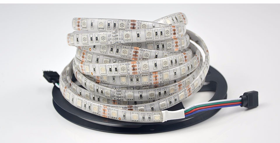 Waterproof 12V 5M Flexible 5050 SMD RGB LED Strip Light 24 Key Remoter Controller 3A Power Adapter Tape lamp Home Decor