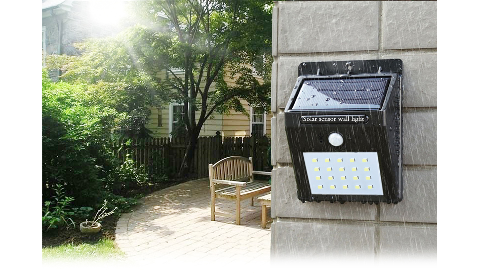 PIR Motion Sensor bulb LED Solar light 20 LED Outdoor Power Wall Light Street Path Home Garden Security Lamp Waterproof