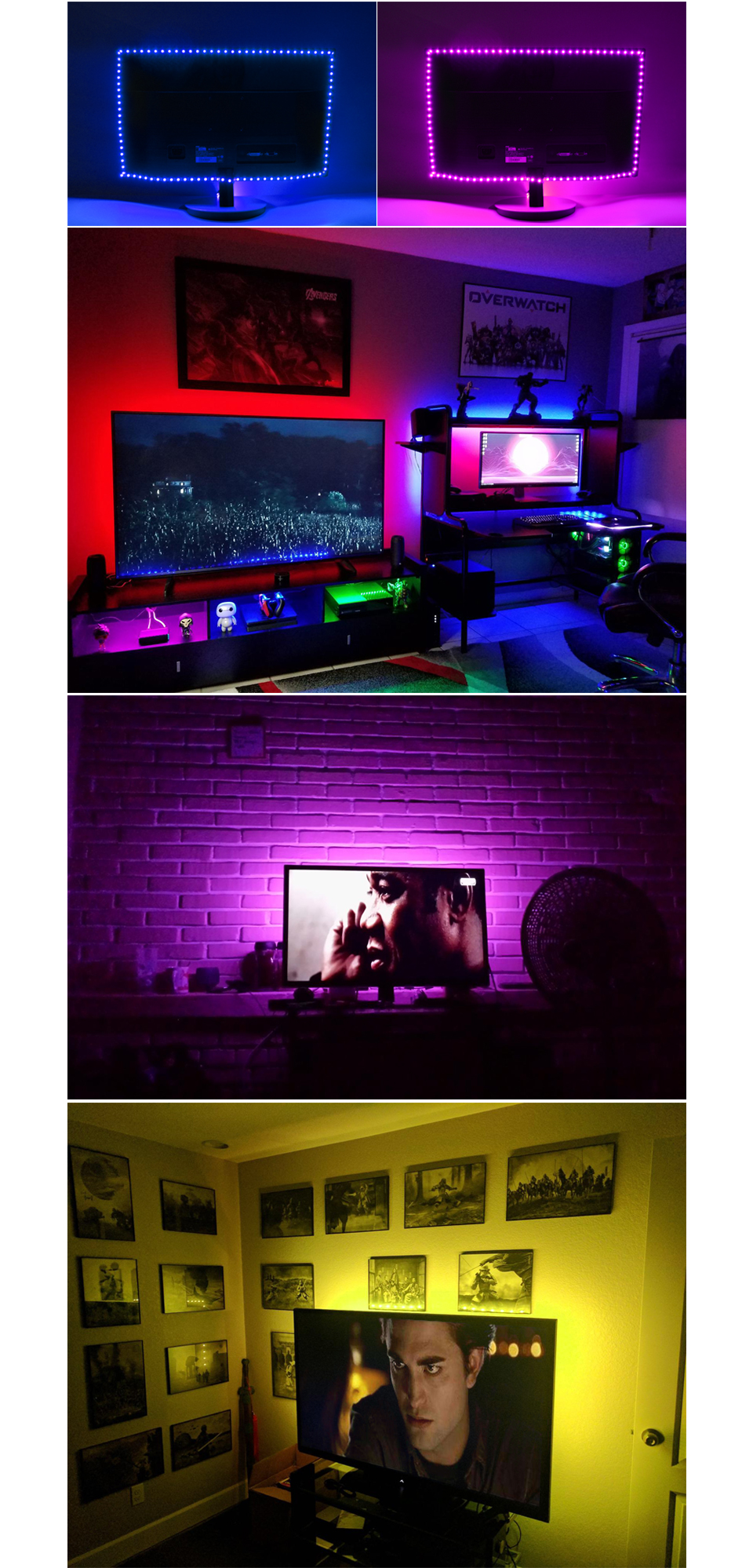 USB Power RGB LED light 1M 2M 3M 4M 5M 5V 5050 SMD LED Strip light lamp LCD Monitor TV Background lighting RF remote Control