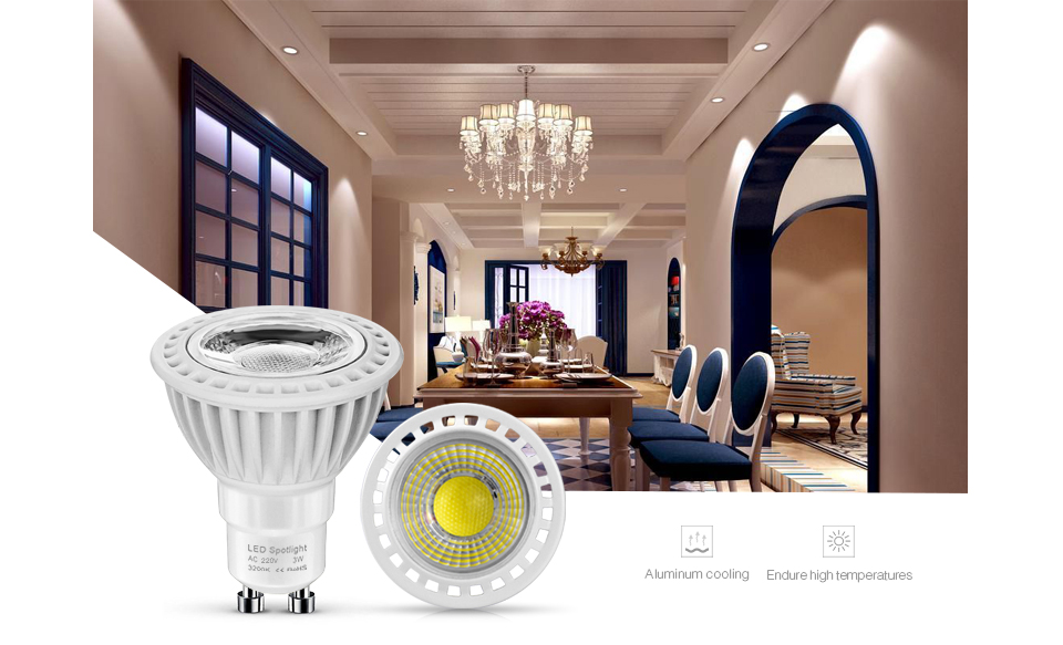 GU10 3W 5W 7W Dimmable LED spotlight bulb 220V 110V LED lamp light Aluminum GU10 ome lighting 85 265V COB Spot light