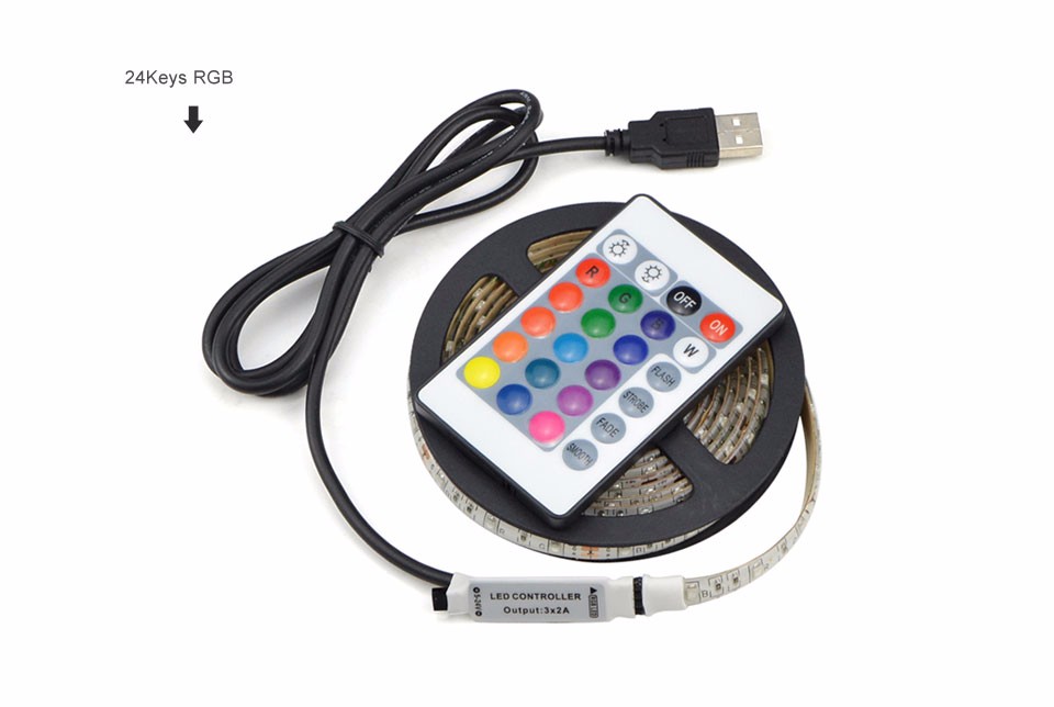 DC 5V USB cable RGB LED strip light la 3528 5050 SMD IP20 IP65 Waterproof Adhesive Tape Background Lighting 1M 2M 3M 4M 5M