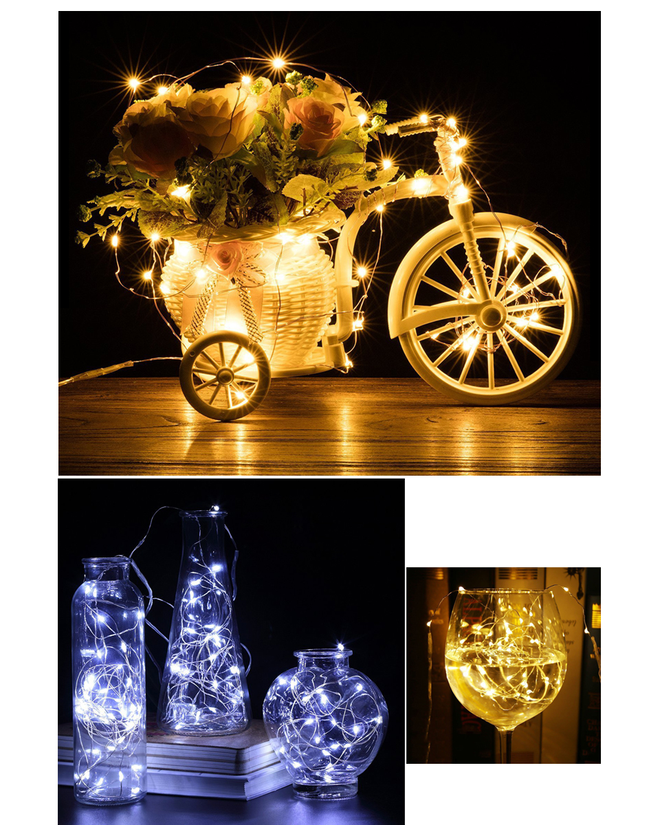 LED Strip light 2M 20 LEDs DIY Fairy Wedding Party Holiday Decoration LED String light Garland Christmas Copper Wire LED lamp