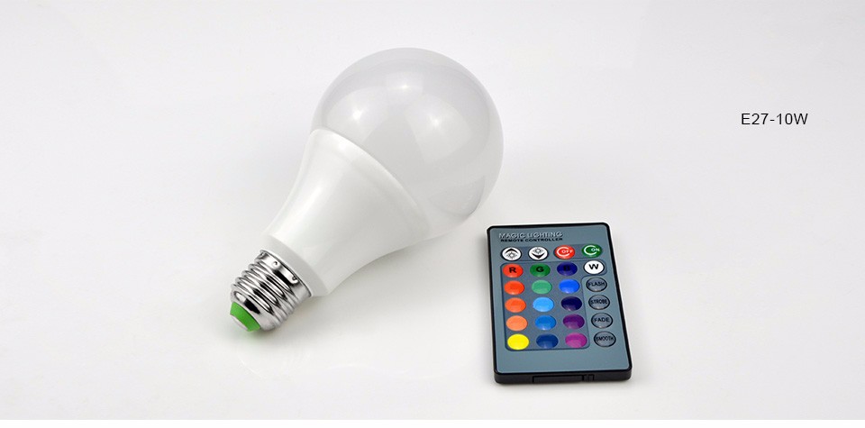 3W 10W RGB LED bulb E27 E14 GU10 85 265V 110V 220V LED lamp light spotlight with 24key remote control