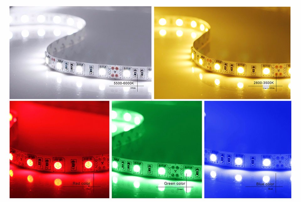 New upgrade DC12V 5050 SMD 3 lines in the chip 5m lot not waterproof LED Strip Light Flexible 60 LEDs m RGB White Warm R G B