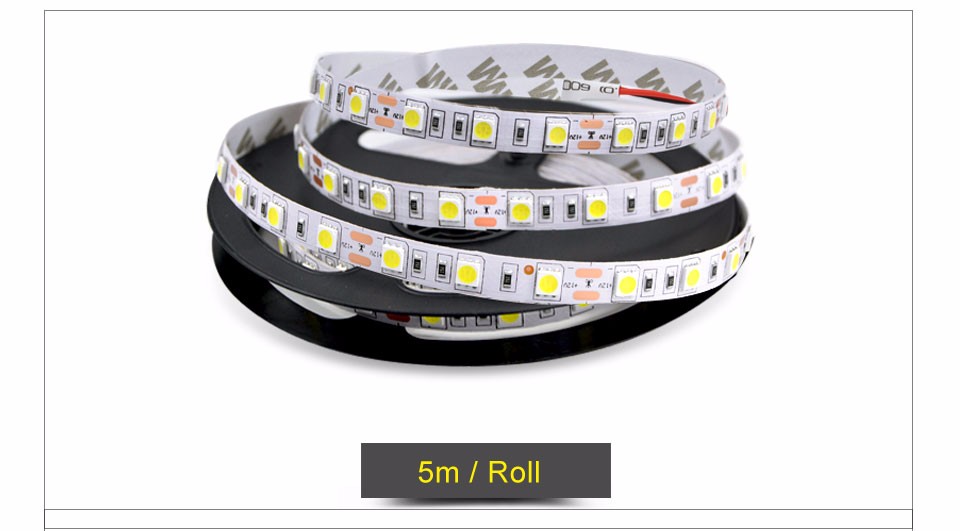 New upgrade DC12V 5050 SMD 3 lines in the chip 5m lot not waterproof LED Strip Light Flexible 60 LEDs m RGB White Warm R G B