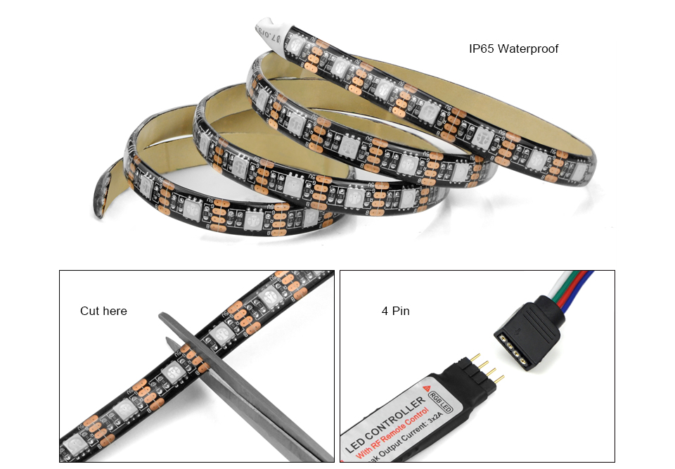 DC 5V 5050 SMD RGB USB cable Power LED Strip light USB LED Light Strips lamp Flexible Tape with Remote control 1M 2M 3M 4M 5M