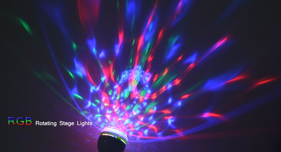 Full Colors E27 85 265V 110V 220V RGB Auto Rotating Stage light LED lamp Christmas Atmosphere LED Night light Spotlight Bulb
