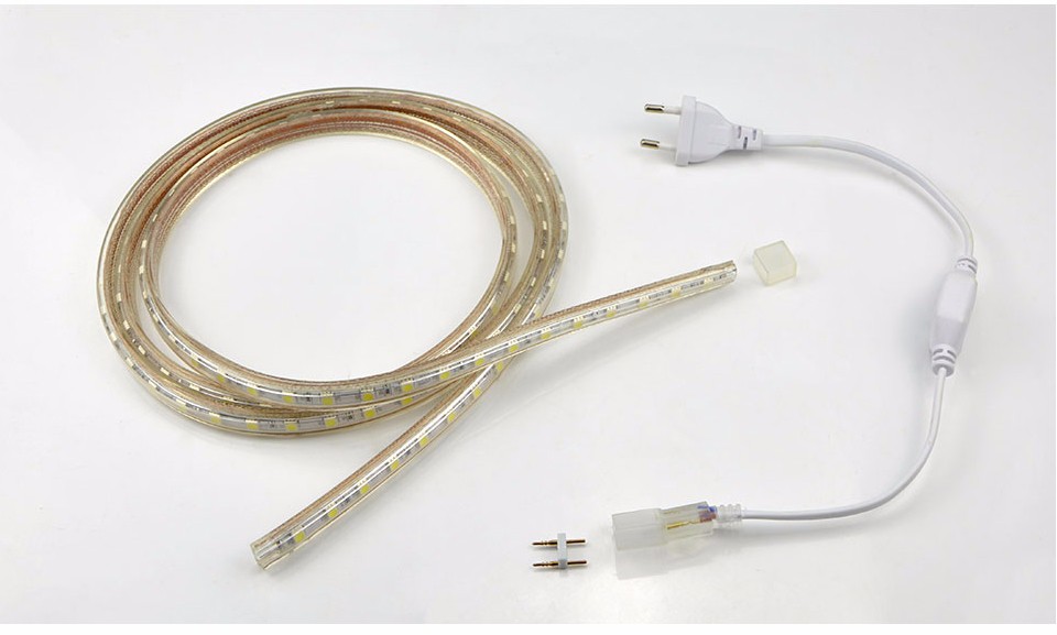 AC220V led tape flexible SMD 5050 60led M White Warm white led strip light EU power plug Waterproof bar lights