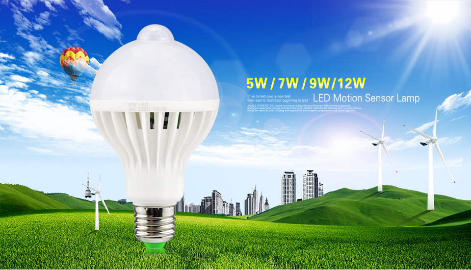 E27 220V 5w 7w 9w 12w Sensor LED Bulb Lamp PIR Infrared Motion Light Sensor Control auto Body Detection SMD 5730 Night light