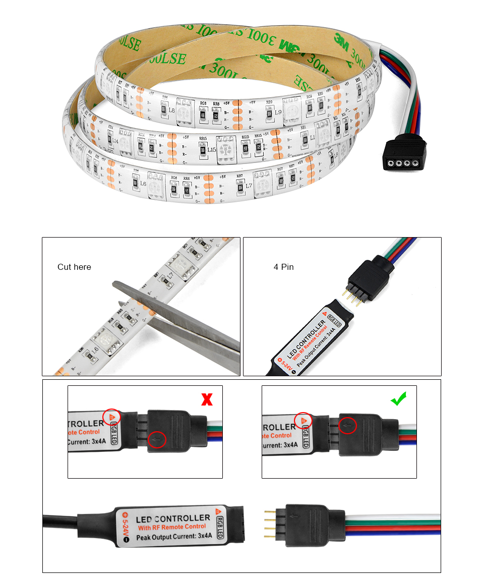 30LED m DC 5V USB cable RGB led strip light Ribbon String tape 1m 2m 3m 4m 5m Flexible LED Light 5050 SMD TV LCD PC Decor Lamp