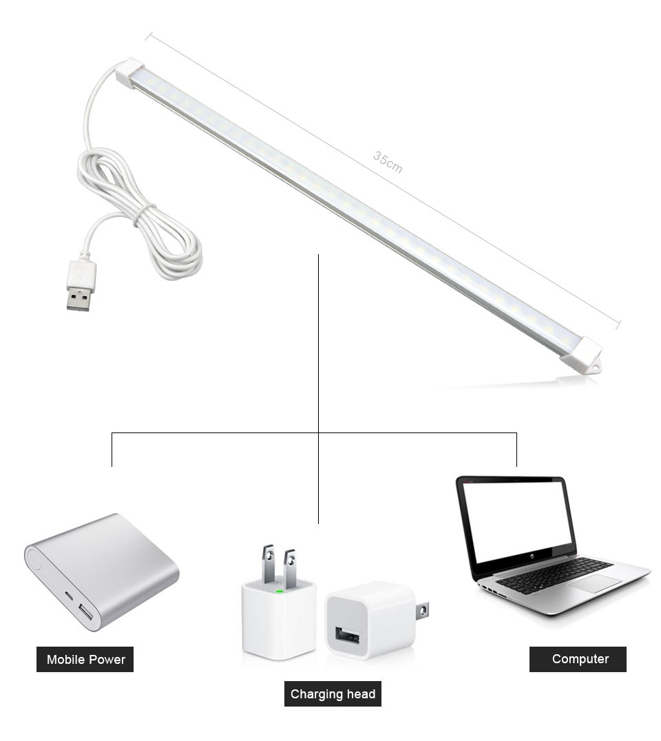 New LED desk lamp 5V 35cm Portable LED USB Hard Bar light Book light Tube Rigid LED Strip light For Night lightiing Reading Bulb