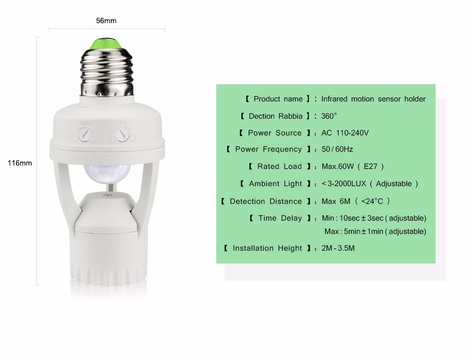 Night light PIR Motion Sensor Light Control LED lamp Base Holder E27 85 265V 3W 5W 7W 9W 12W 15W 5736 SMD LED Corn lamp Bulb