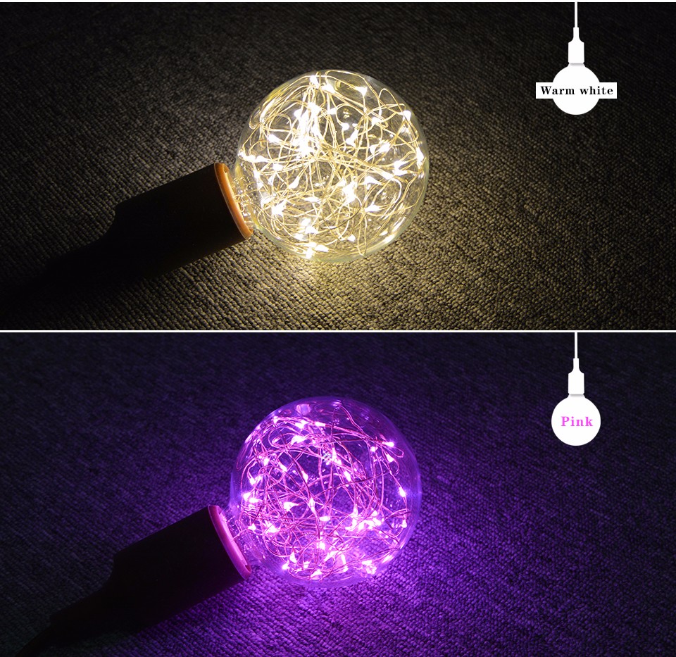 E27 220V 110V 85 265V LED bulb fairy Vintage Edison LED light G95 RGB Filament LED lamp Christmas Holiday Wedding decor Lighting